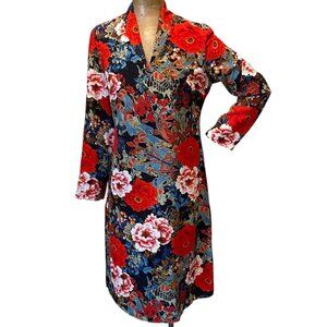 J. Peterman Japanese Silk Floral Print Tunic Dress Sz 8 #330i